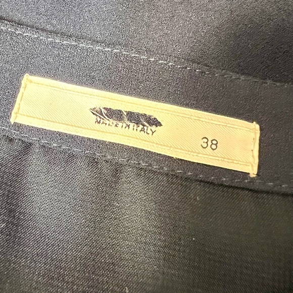 Authentic PRADA Silk Side ruched ruffle asymmetric mini navy dress womens size 4 - Picture 4 of 9